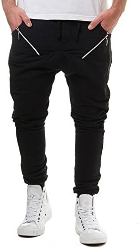XINDEEK Men's Trousers Cuffed Casual Drawstring Training Jogger Pants Sweatpants