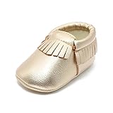 Voberry Baby Girls Soft Soled Tassel Bowknots Crib Shoes Moccasins (12~18 Month, Gold)