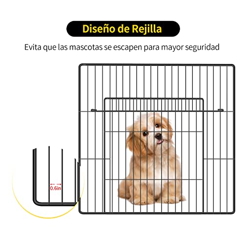 Kokila Corral para Mascotas, Valla para Perros con Puerta, Jaula de Conejo, Jaulas de Cobayas, Valla de Alambre de Metal Portátil para Interiores y Exteriores, 12 Paneles de Metal para Mascotas, Negro