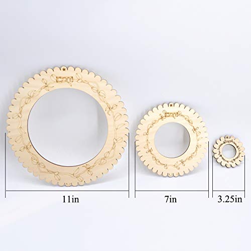 CZYY Wooden Circular Looms Laser Carved with Vines Round Weaving Board 3 Pieces Set Include Yarn Needles - Easy Knitting Tool for Beginners & Experienced