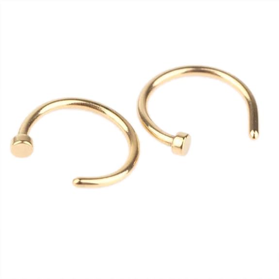 EROSPA® Nasen-Piercing-Ringe 2 Stück Schmuck Nasenring Nasenstecker Fake Hoop Lippe Ohr Gold 8 mm 1 Paar
