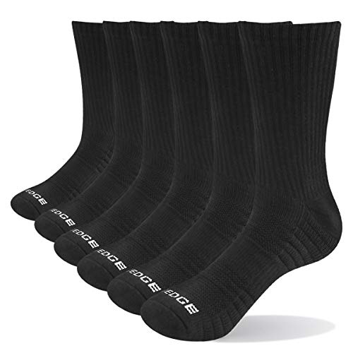YUEDGE 6 Pairs Cotton Cushion Crew Socks Workout Training Hiking Walking Athletic Sports Socks for Men and Women