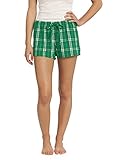 District Women's Flannel Plaid Boxer L Kelly Green