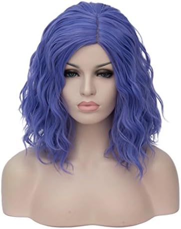 14" Women Short Kinky Straight Cosplay Synthetic Wigs With Air Bangs 9 Colors Available