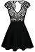 Zeagoo Women's V Neck Lace Open Back Nude Illusion Skater Cocktail Party Dress, #Black, Medium