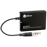 Bluetooth Transmitter, iClever Wireless Portable Transmitter (Connected to 3.5mm Audio Devices, Paired with Bluetooth Receiver. TV Ears, Bluetooth Dongle, A2DP Stereo Music Streaming), Black