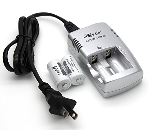 LeiFire 2x 16340 CR123A 3.7V Rechargeable Li-ion Battery + Charger