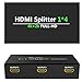 Hhusali 1x4 HDMI Splitter 1 In 4 Out Digital 1 x 4 Splitters with Full HD 4K x 2K, 3840 × 2160, 3D Support