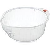 Inomata Japanese Rice Washing Bowl with Strainer, 2 quart