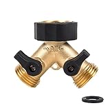 GESURA 2 Way Brass Garden Hose Pipe Connector Splitter Y Shape Valve Adapter Irrigation Tap + Extra 1 Rubber Hose Gasket