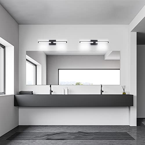 Esfos 24 inch LED Vanity Light, Matt Black Bathroom Light Fixture
