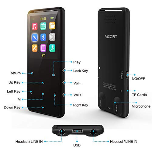 MP3 Player, 32GB MP3 Players with Bluetooth,Sports Armband, HiFi Music, Internal Speaker.FM Radio Recording Shuffle Play,Equalizer, Pedometer