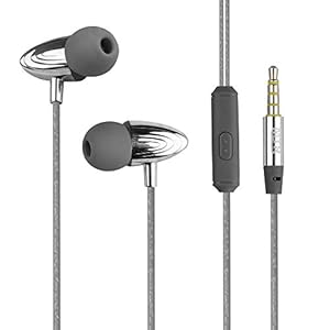 MTR Taal Deep Bass Stereo Wired Headset with Mic for All Smartphones (Silver)