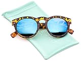 Vintage Inspired Mirror Lens Round Horned Rim Frame Retro Sunglasses
