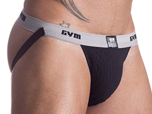 Gym 1" Waistband Swim/Run Jockstrap (Large, Black)