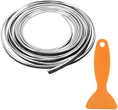 SENZEAL DIY Moulding Strip Decoration Flexible Interior Exterior Moulding Trim Universal Gap Garnish Accessory with Practical Installing Tool Silver 5M 16.4FT