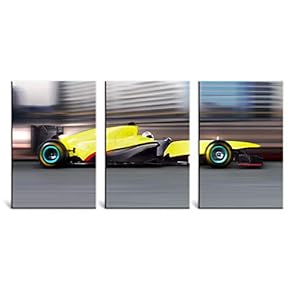 3 Panel Racing Car in Motion at High...