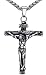 Aoiy Stainless Steel Jesus Christ Crucifix Large Cross Religious Pendant Necklace, Antique Finish, 24