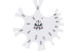 COOEAR Acrylic Piercing Gauge Measurement Wheel 18G-1 Inch., Acrylic
