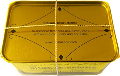 Delitaliana Spanish Saffron Tin 10-Gram, All Red Coupe Quality Threads Category I, Pure Saffron Filaments