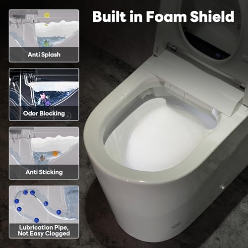 Casta Diva Smart Toilet with Bidet Built in, Auto Open Close, Foot Sensor, 1000 MaP Auto Flushing, ADA Comfort Height, Artistic Lighting, Smart Heated Seat, Foam Dispenser, Tank Built in (CD-U010Max)