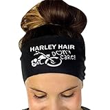 SMYTSHOP Yoga Headbands Harley hair Ladies Letter Sports Yoga Sweatband Gym Stretch Headband Hair Band (Black)