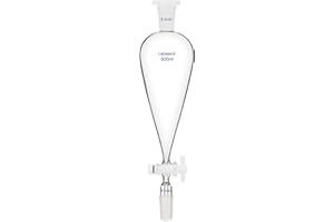 Labasics 500 ml Conical Pear-Shaped Separatory Funnel with PTFE Stopcock, Heavy Wall Borosilicate Glass with 24/40 Joints