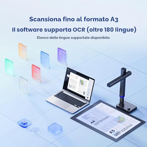 CZUR Shine Ultra 13MP Document Scanner, A3 Portable Book Scanner, 340-245 dpi, SuperSpeed Scanning, OCR 180+ Language, for Office, School, Library, Win and Mac