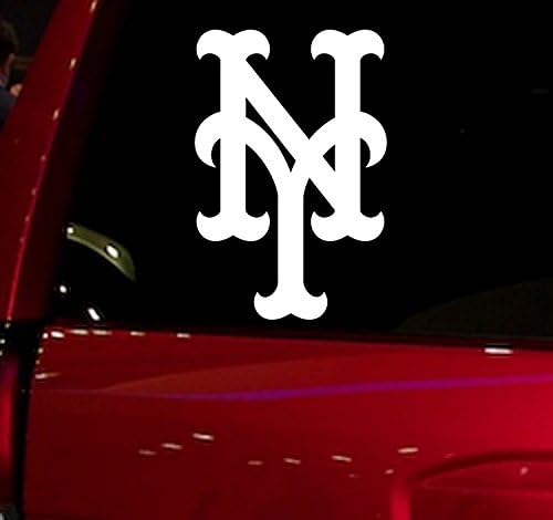 WALL BANNERS LLC Auto - Decal - Sticker - METS - (White) - (5 Inches) - For Cars, Trucks, SUV, Windows, Bumper, Wall, Door, Laptop