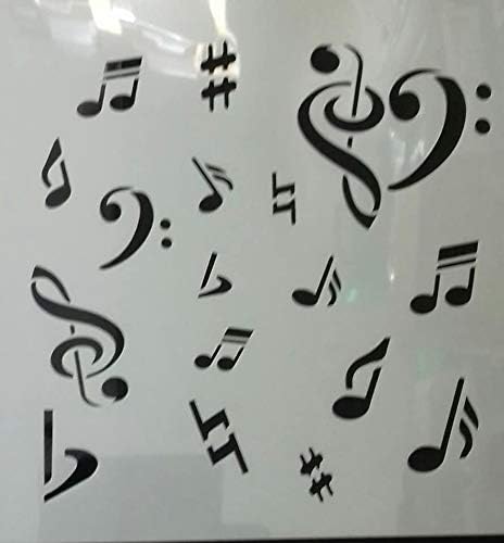 music note wall decor stencil bedroom living room study 8" x 8" Mylar 350 micron plastic