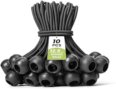 BROTREE Bungee Cords with Balls 10pk 12.5cm Heavy Duty Tarpaulin Ties Black