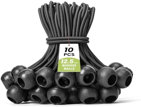 BROTREE Bungee Cords with Balls 10pk 12.5cm Heavy Duty Tarpaulin Ties Black