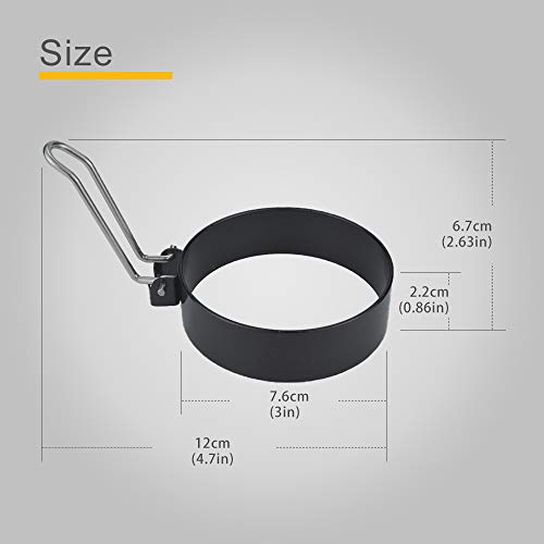 Non-Stick Egg Rings with Folding Handles, Round Pancake Mold Shaper Circles, Egg Fry Ring Set for Fried Egg McMuffin Sandwiches Breakfast, with Oil Brush Finger Clip and Dishcloth