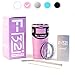 Pink Powder Coated 20 Oz. F-32 Stainless Steel Tumbler Premium Bundle - Blue Black White Silver available - Splash Proof Lid + Stainless Steel Straw + Cleaning Brush + Pink Gift Box + Manual