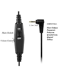 Arama   Auriculares con cable mono con cancelación de ruido, silenciador de volumen, para Cisco Linksys SPA Polycom Panasonic Zultys Gigaset Grandstream Office IP y teléfonos inalámbricos con clavija de 0.098 in (A200CP)