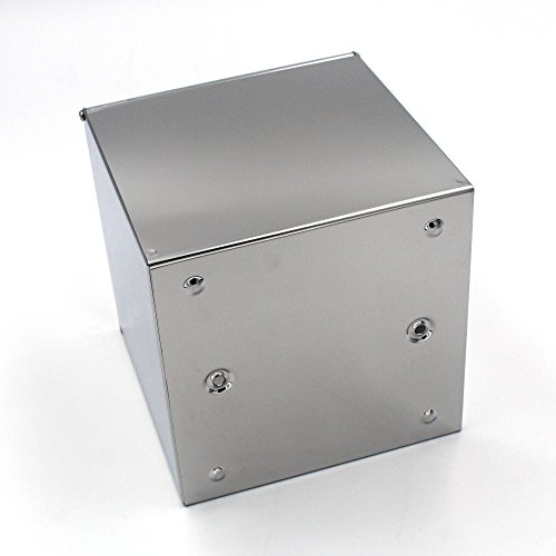 JunSun Square Stainless Steel Facial Tissue Box Cover Napkin Holder Tissue Box Holder-Wall Mounted or Freestanding Use for Bathroom, Bedroom or Office-Mirror Polished Finish - Thumbnail 5