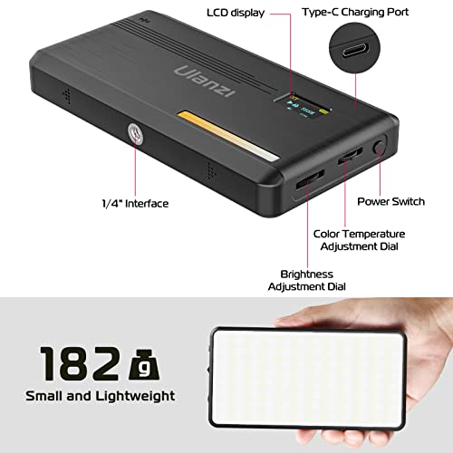 ULANZI VL200 Bi-Color LED Video Light, On-Camera Video Light, Type-C Rechargeable 5000mAh Mini Camera Light, 2500-9000K Ultra Bright Photo and Video Lighting, Fill Light, Potable Photography Lighting