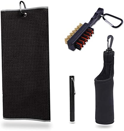 HOW TRUE Golf Bag Accessories Kit Including Golf Towel, Golf Club Brush, Golf Club Groove Sharpener and Golf Ball Cleaning Pouch HOW TRUE Golf Bag Accessories Kit Including Golf Towel, Golf Club Brush, Golf Club Groove Sharpener and Golf Ball Cleaning Pouch