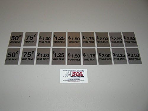 SODA Vending Machine (18) Vend Price Decal Variety Pack - 2 ea. of .50 - $2.50