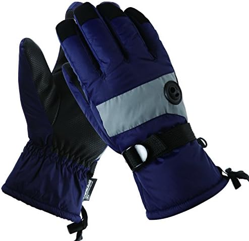 Lady Waterproof Ski Snowboard Gloves Breathable Thinsulate Lined Winter Cold Weather Gloves Navy