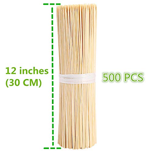 Bamboo skewer 4"/6"/8"/10"/12"(500Pcs) for Shish Kabob, Grill, Appetizer, Fruit, Corn, Chocolate Fountain, Cocktail