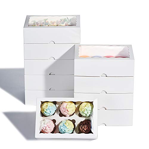 48 Pack Cupcake Boxes with Inserts Hold 6 Standard Cupcakes ,Premium