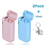 scurry 2 Pack Collapsible Reusable Straw, Composed of Stainless Steel and Food-Grade Silicone, Portable Set with Hard Case Holder and Cleaning Brush, for Party, Travel, Outdoor, etc. (Pink&Blue)
