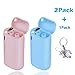 scurry 2 Pack Collapsible Reusable Straw, Composed of Stainless Steel and Food-Grade Silicone, Portable Set with Hard Case Holder and Cleaning Brush, for Party, Travel, Outdoor, etc. (Pink&Blue)