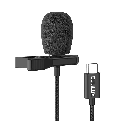 Cubilux Professional USB C Lavalier Microphone, Type C Mini Lapel MIC Compatible with iPhone 16/15 Pro Max, iPad Pro 13/12.9/11, iPad Air 13/5th/4th, Samsung S25/S24/S23 Tab S10/S9/S8 5, 5 FT