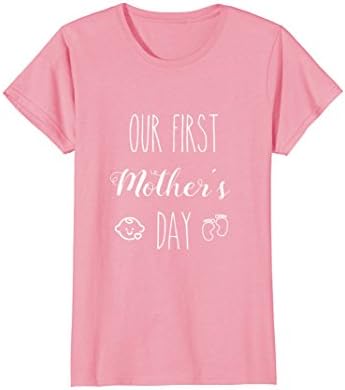 Womens Cute Our First Mothers Day Shirt Gift New Mom Pregnancy Tee XL Pink