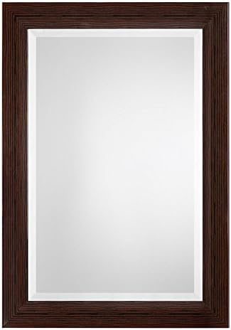 Arcadian Home Solace 42" Transitional Rectangle Mirror, Dark Bamboo and Black Finish