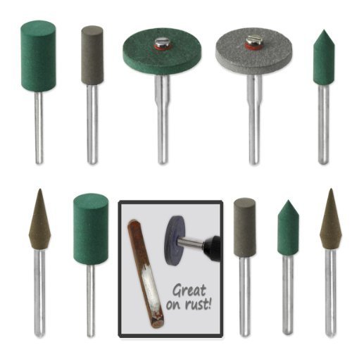 18pc diamond-in-rubber emery polishing bit set - fits dremel - me…