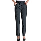 Soojun Womens Summer Elastic Waist Comfy Stretch Pull On Pants
