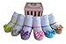Baby Girl Socks with Mary Jane or Sneaker Shoe Look - Non-slip Gripper Soles - 3 or 6 Pairs - Soft Cotton